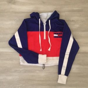 Reflective Cropped Quarter Zip Hoodie